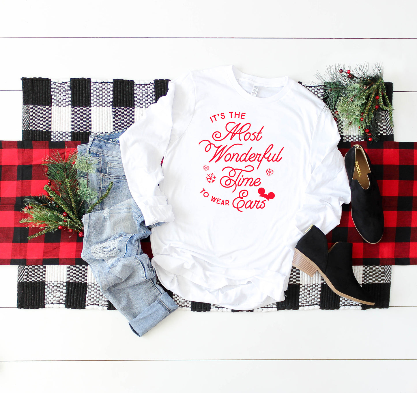 Christmas It's the Most Wonderful Time to Wear Ears Unisex Long Sleeve Tee (more colors available)