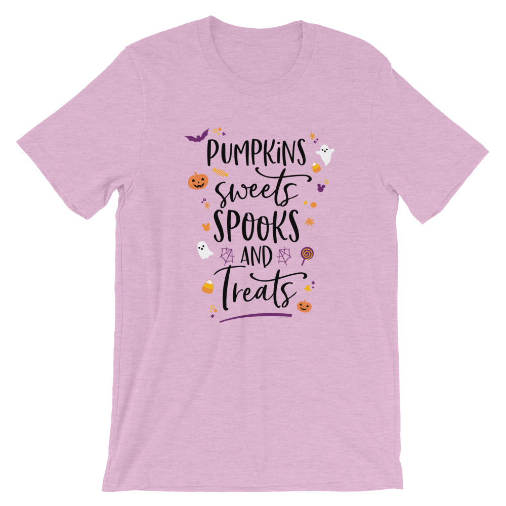 Halloween Pumpkins Sweets Spooks and Treats Short-Sleeve Unisex T-Shirt - Next Stop Main Street