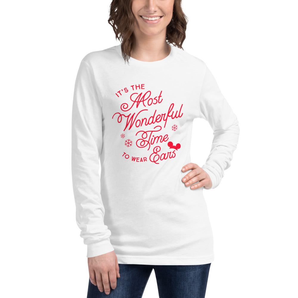 Christmas It's the Most Wonderful Time to Wear Ears Unisex Long Sleeve Tee (more colors available)