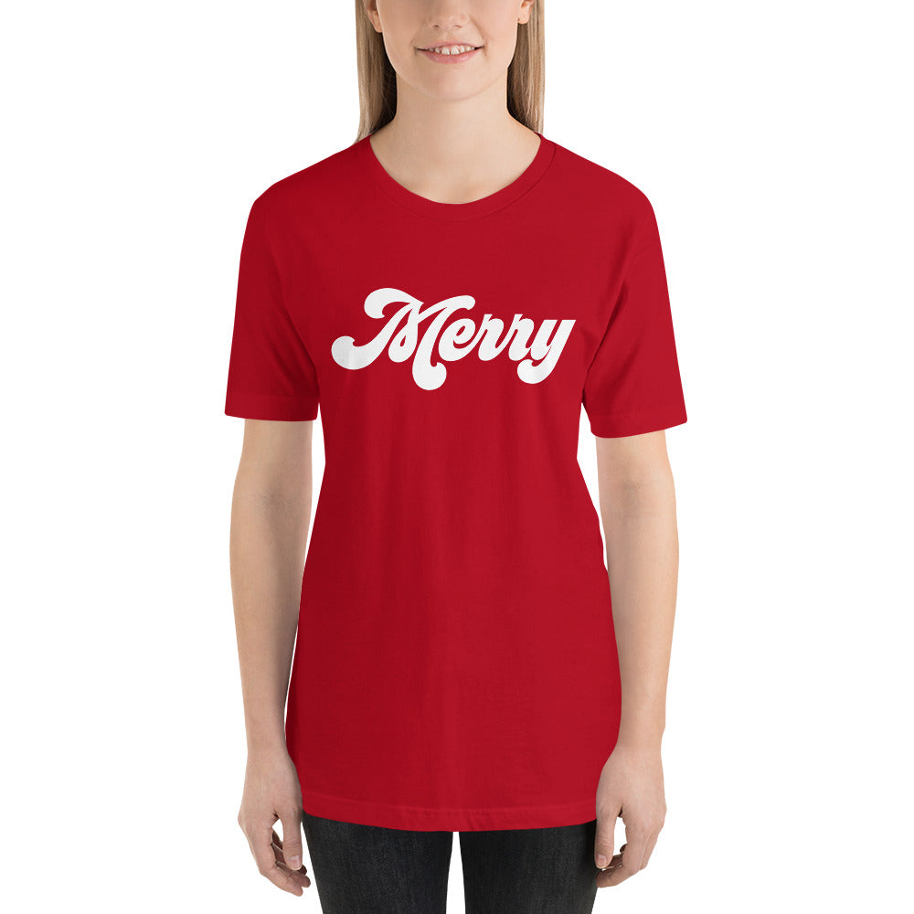 Christmas 70s Merry Short-Sleeve Unisex T-Shirt (more colors available) - Next Stop Main Street