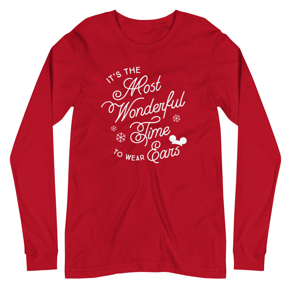 Christmas It's the Most Wonderful Time to Wear Ears Unisex Long Sleeve Tee (more colors available)