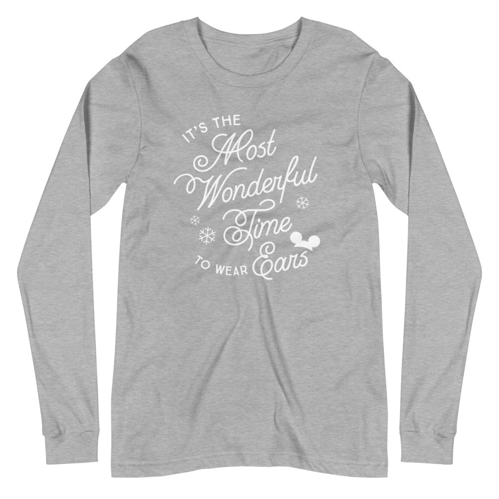 Christmas It's the Most Wonderful Time to Wear Ears Unisex Long Sleeve Tee (more colors available)