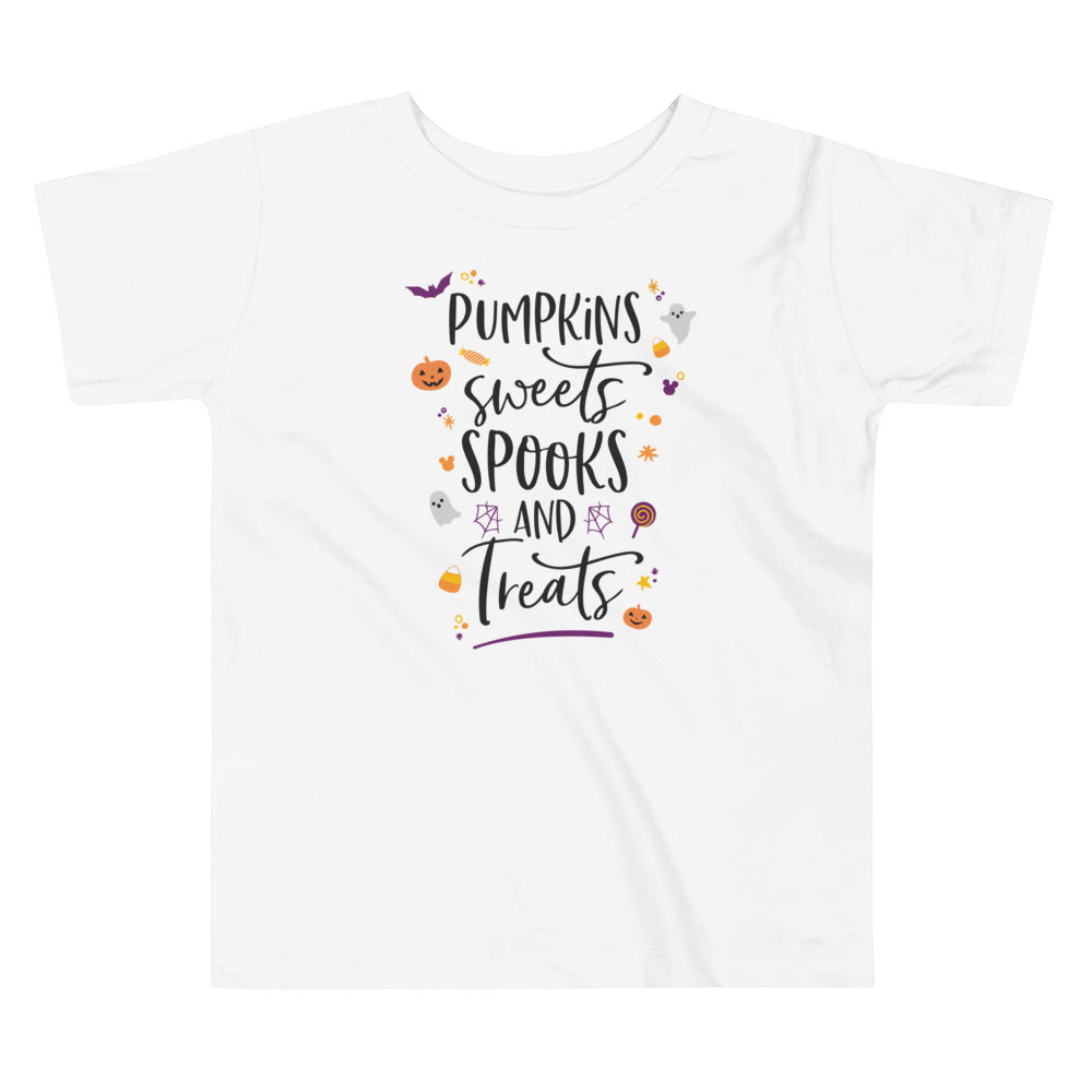 Halloween Pumpkins Sweets Spooks and Treats TODDLER Short Sleeve Tee - Next Stop Main Street