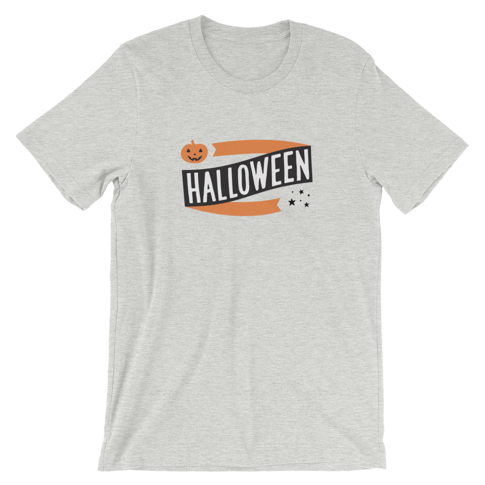 Halloween Banner Pumpkin and Stars Short-Sleeve Unisex T-Shirt (more colors available) - Next Stop Main Street