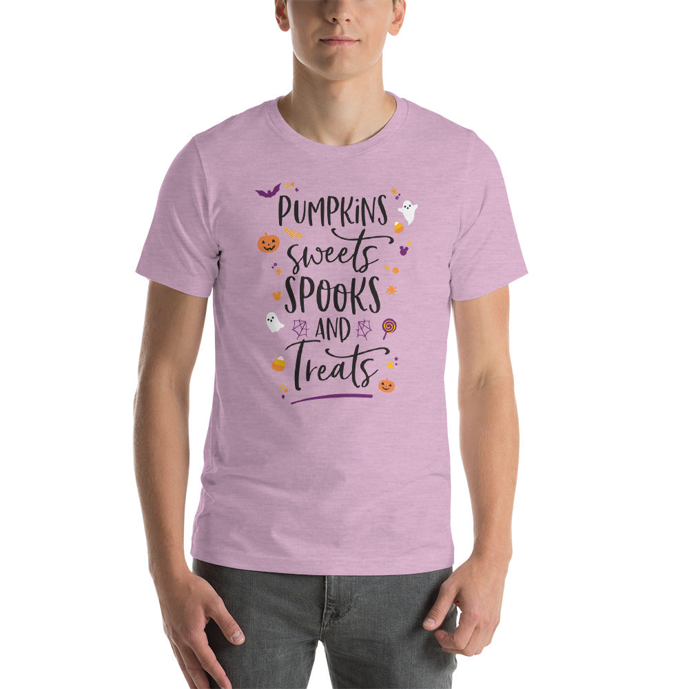 Halloween Pumpkins Sweets Spooks and Treats Short-Sleeve Unisex T-Shirt - Next Stop Main Street
