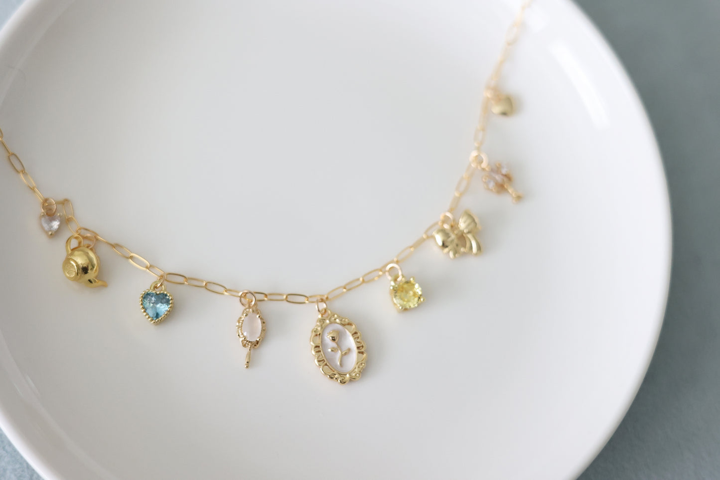 Pixie Dust Collection - Belle Oval Rose Charm Necklace