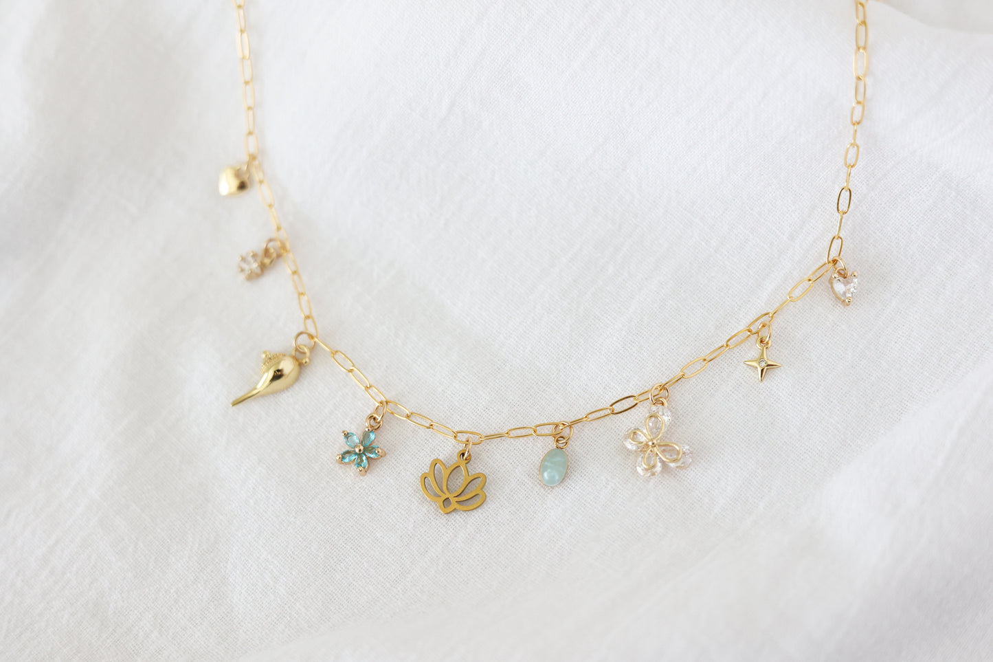 Pixie Dust Collection - Jasmine + Lotus Charm Necklace