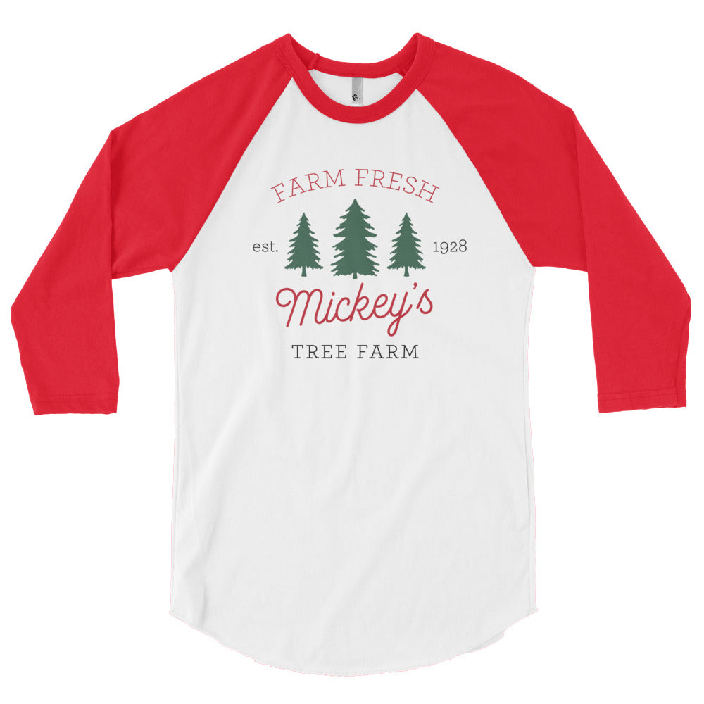 Christmas Mickey's Tree Farm 3/4 Sleeve Raglan Shirt ADULT - Next Stop Main Street