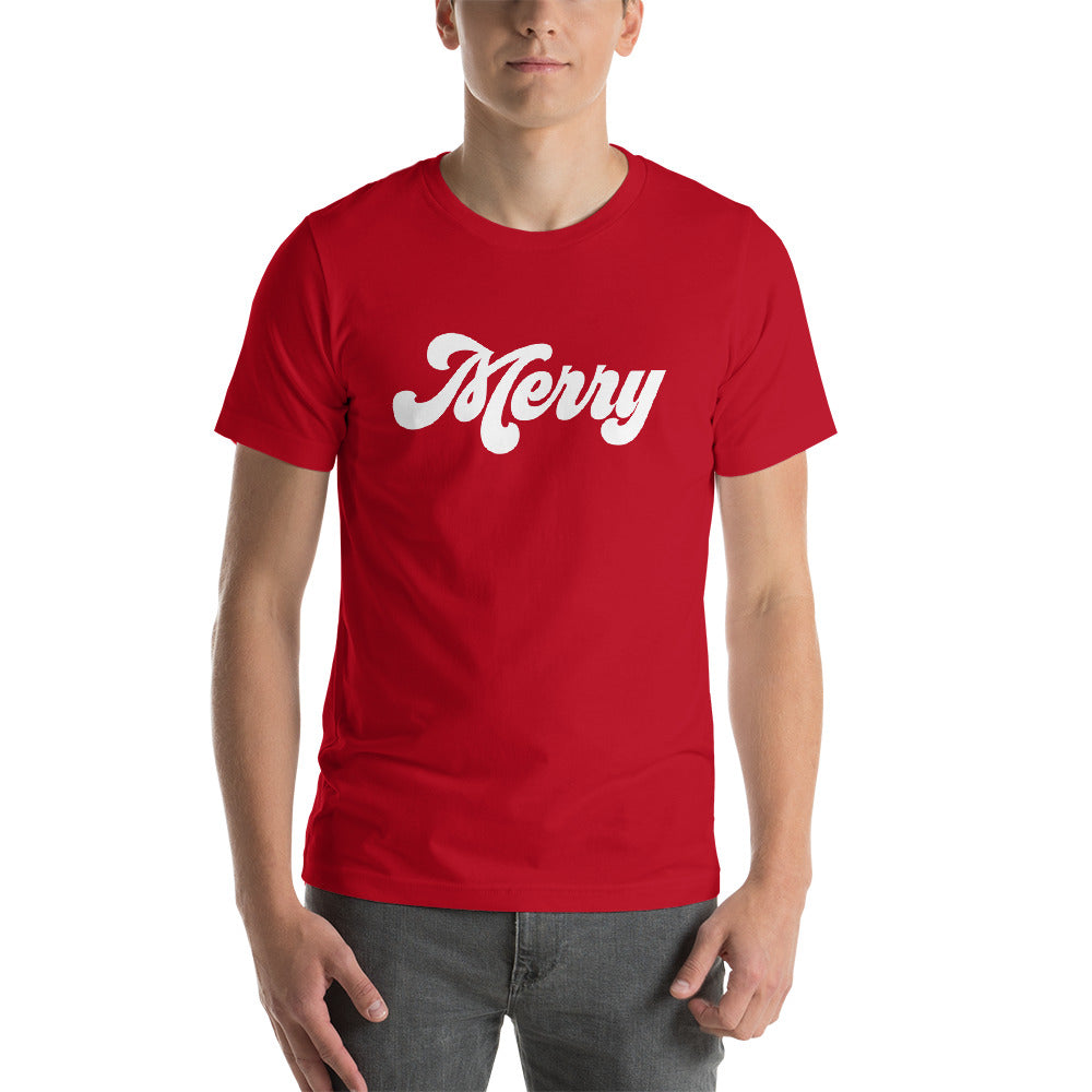 Christmas 70s Merry Short-Sleeve Unisex T-Shirt (more colors available) - Next Stop Main Street