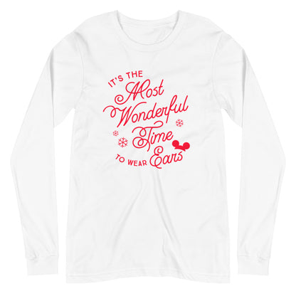 Christmas It's the Most Wonderful Time to Wear Ears Unisex Long Sleeve Tee (more colors available)