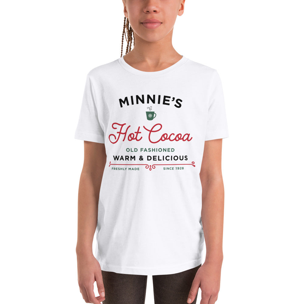 Christmas Minnie's Hot Cocoa YOUTH Short Sleeve T-Shirt - Next Stop Main Street