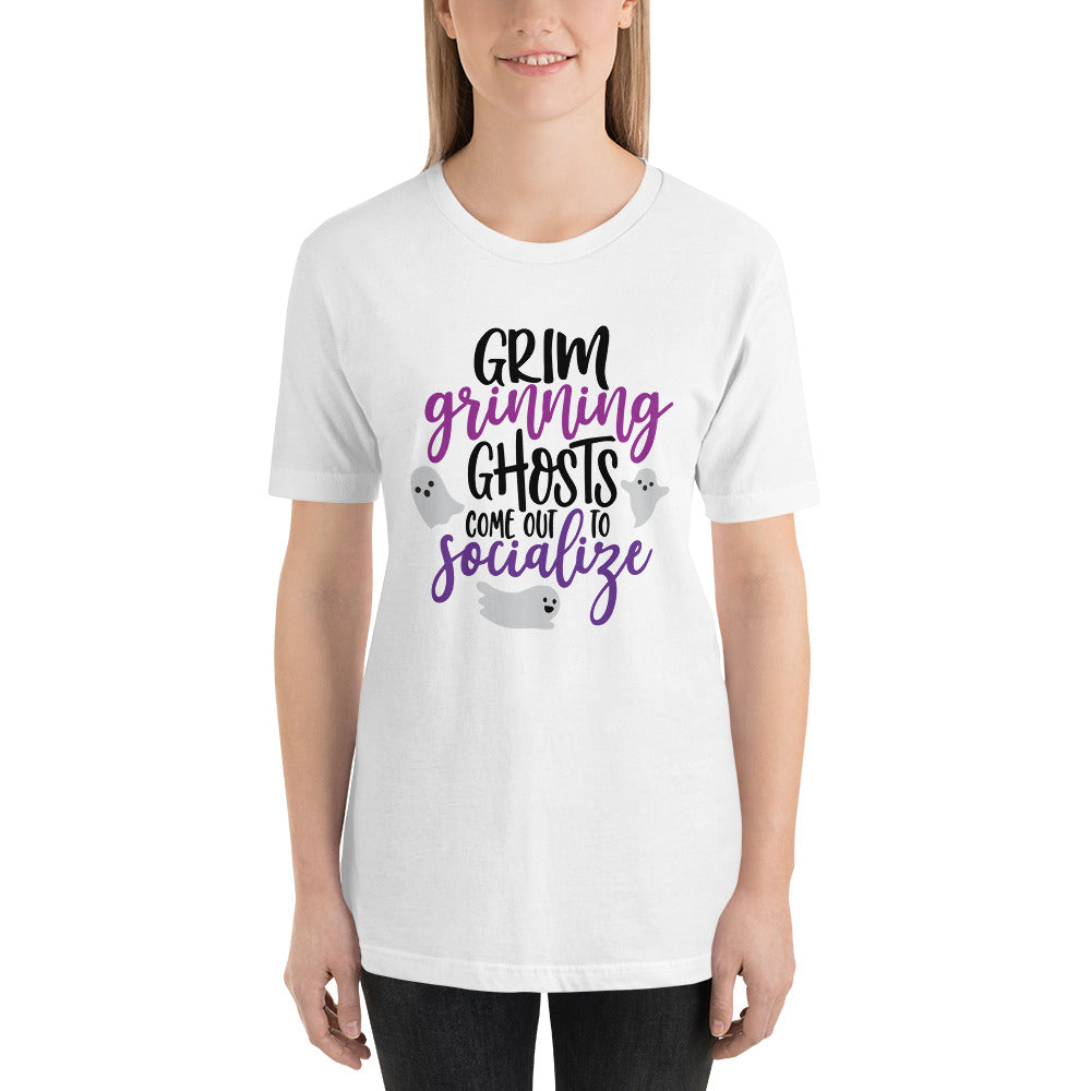 Halloween Grim Grinning Ghosts Come out to Socialize Unisex T-Shirt (more colors available) - Next Stop Main Street