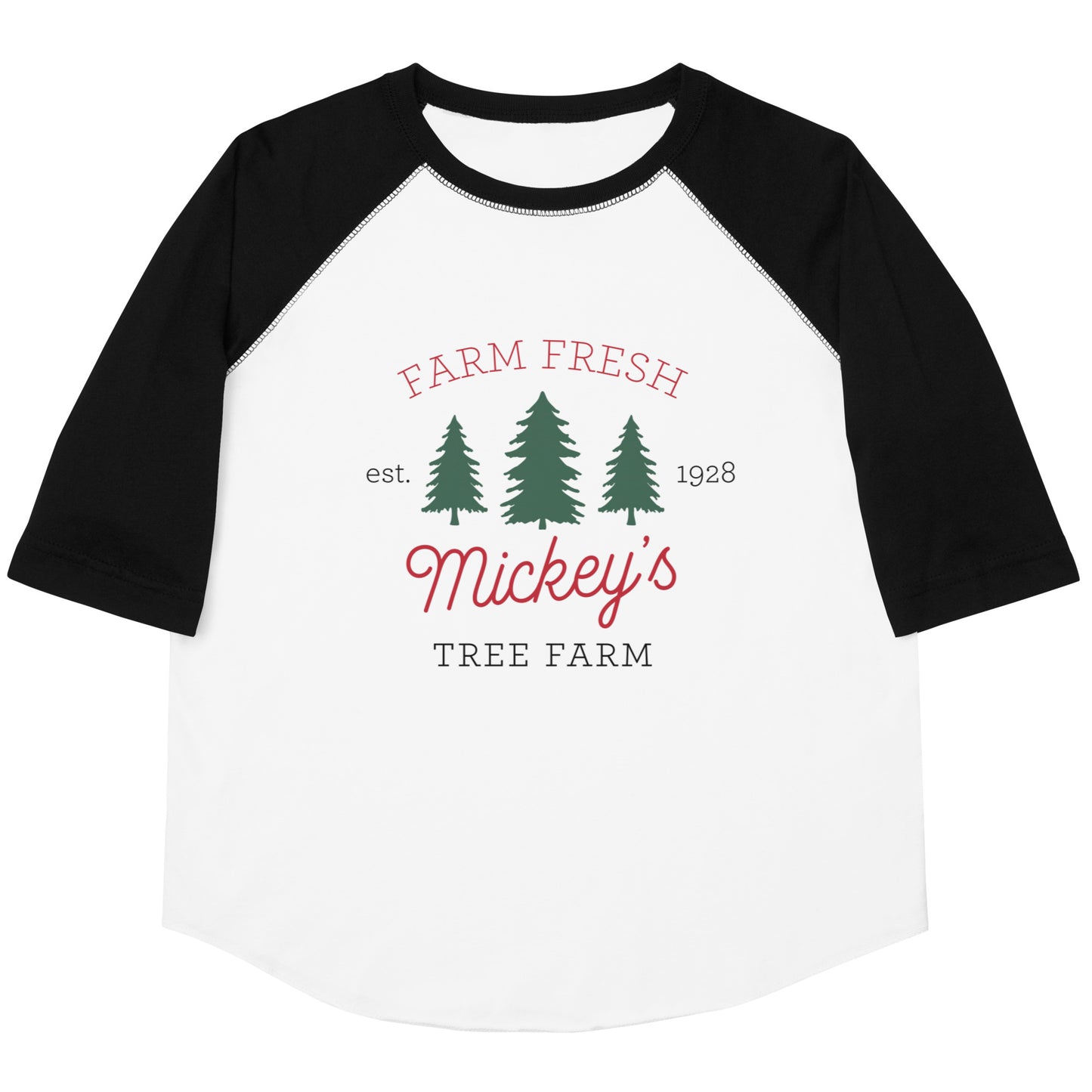 Christmas Mickey's Tree Farm YOUTH Baseball Shirt