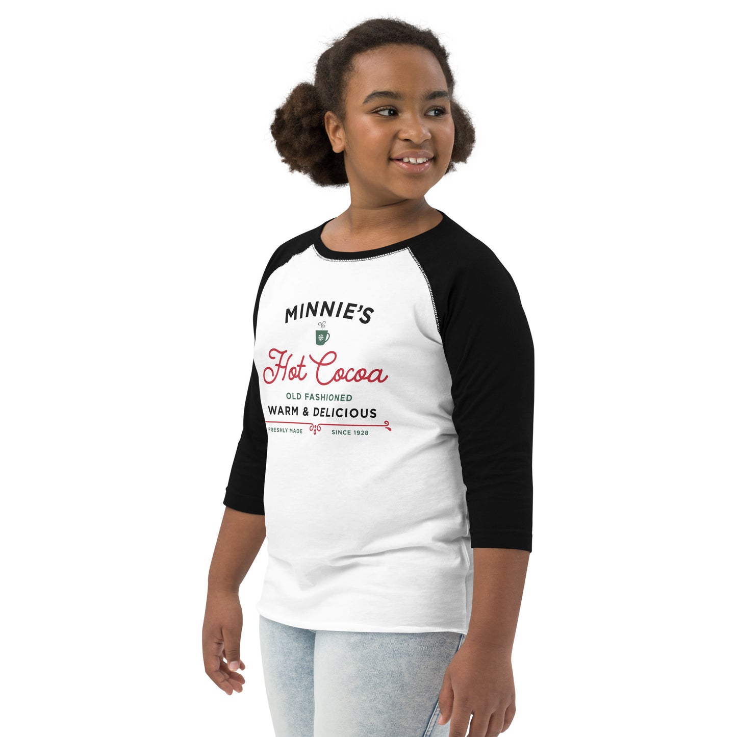 Christmas Minnie's Hot Cocoa YOUTH Baseball Shirt